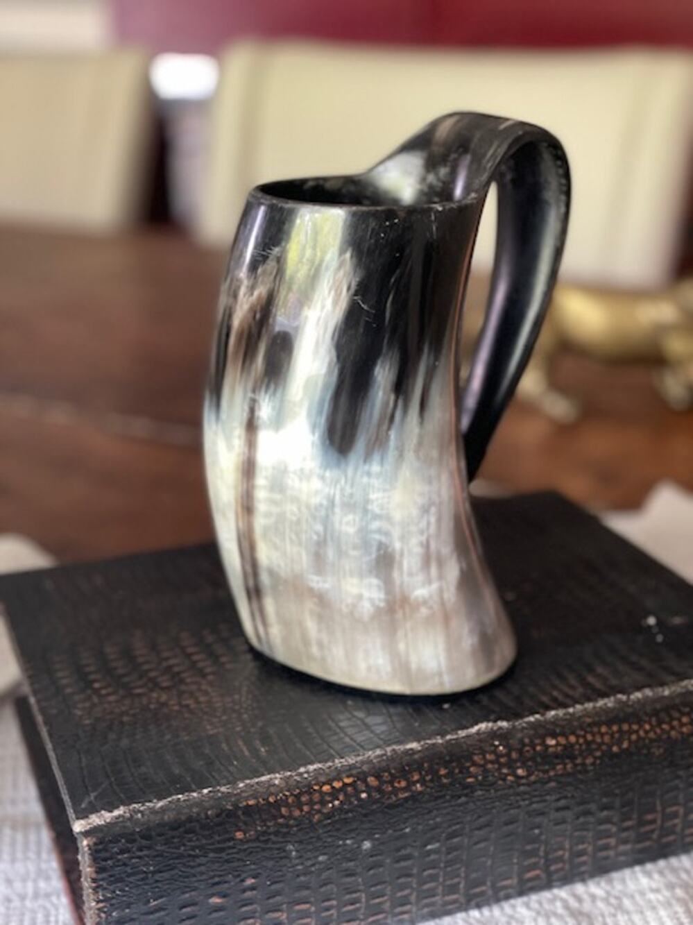 Handcrafted Ox Horn Drinking Tankard Mug Fathers Day Dad Gift Man Cave Rustic